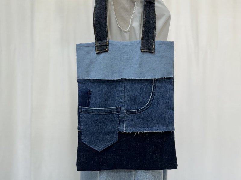 Tricolor whisker tote bag - กระเป๋าถือ - ผ้าฝ้าย/ผ้าลินิน 