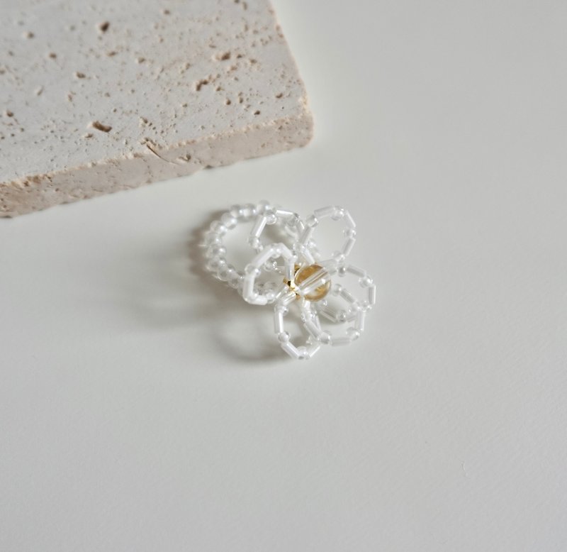 Lily Valley Blooming | Handmade Beaded Rings - General Rings - Semi-Precious Stones White