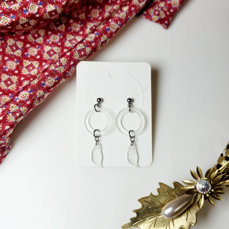 Harmony, Pureness, Taiwan Handmade Hand Painted Earrings - ต่างหู - สแตนเลส สีใส