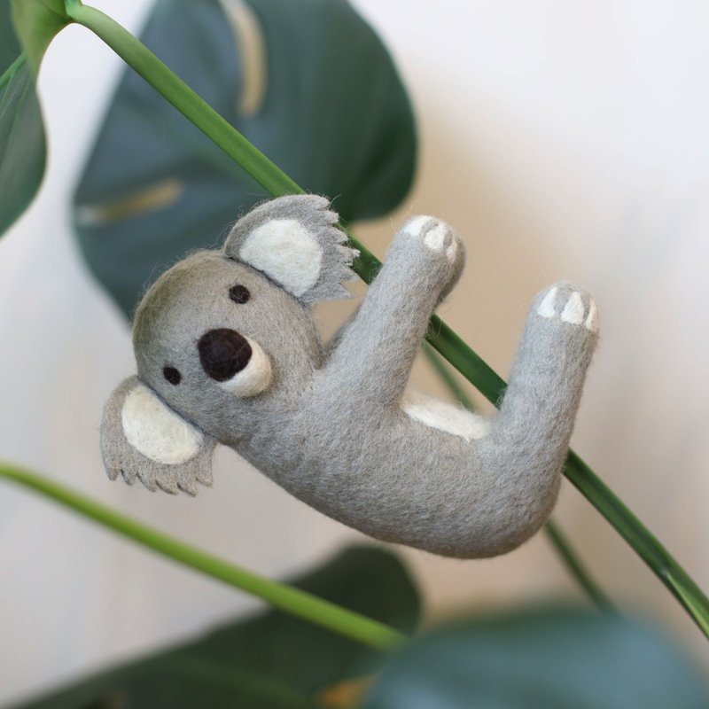 羊毛出在羊山上 羊毛氈  無尾熊 Koala 澳洲 小夾偶 燈桿夾 - 擺飾/家飾品 - 羊毛 灰色