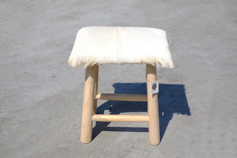 ピュアホワイトヤギ革チークスツール - 椅子・ソファー - ウール 