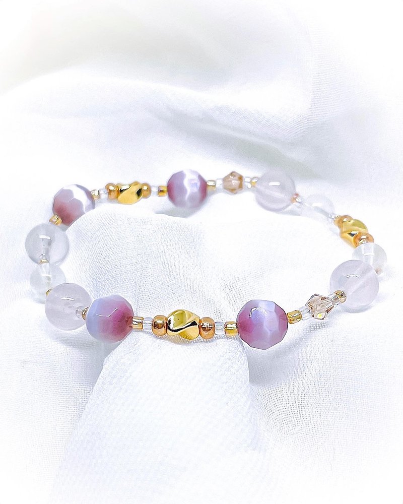 GENTLE | Rose Quartz • Japanese Faceted Beads • Stone| Crystal Bracelet - สร้อยข้อมือ - คริสตัล สึชมพู