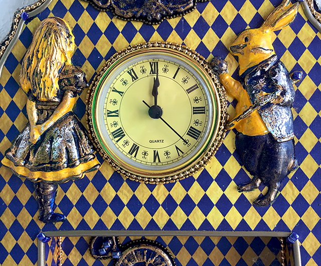 Alice Wall clock, Alice in Wonderland Clock, 保育所の時計, Blue Wall clock - ショップ  DecoRina 時計 - Pinkoi