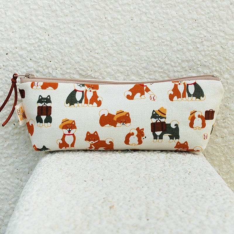 日本柴犬 寬底筆袋 - 筆盒/筆袋 - 棉．麻 橘色