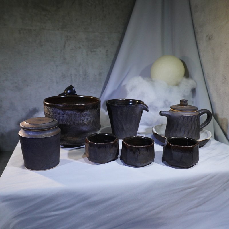青灰末茶具組 - 茶壺/茶杯/茶具 - 陶 多色