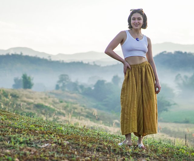 パンツ、レディースパンツ、イエローマスタードパンツ、イエロー