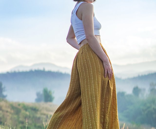 HERMES PARIS エルメス リネン素材 パンツ イエロー 34 ゴルフ HERMES PARIS エルメス リネン素材 パンツ イエロー 34 ゴルフ