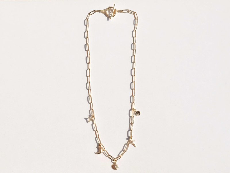 isola studio handmade jewelry-small pendant thick chain/thin chain necklace - สร้อยคอ - โลหะ 