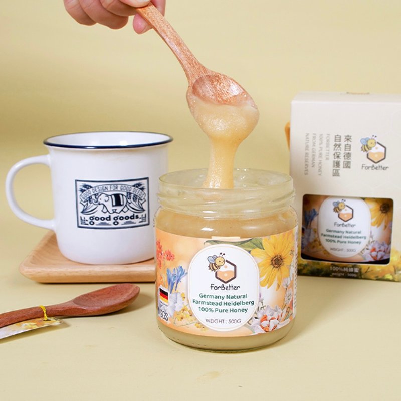 ForBetter 德國黑森林100%百花蜜 500g l 德國小農原裝空運來台 - 蜂蜜/黑糖 - 玻璃 橘色