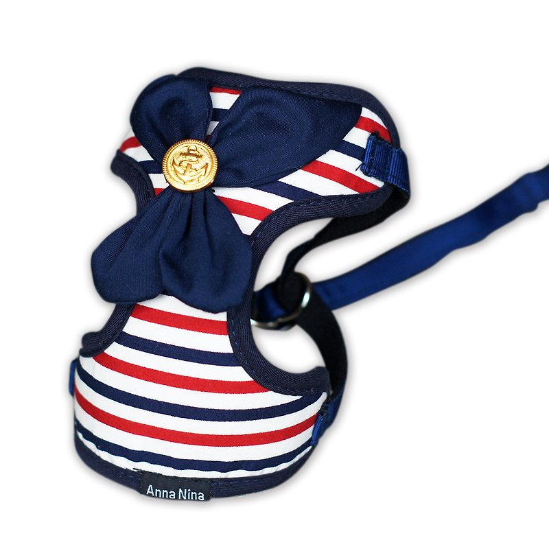 Pet chest back / chest strap cat and dog for striped ocean wind (no leash) - Collars & Leashes - Cotton & Hemp 