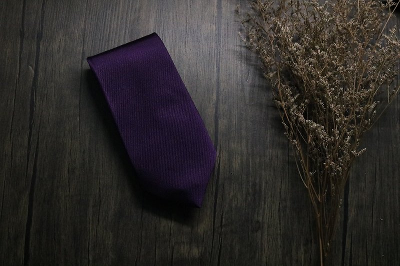 浪漫深紫色真絲領帶/商務百搭休閒款式 - 領帶/領帶夾 - 絲．絹 紫色