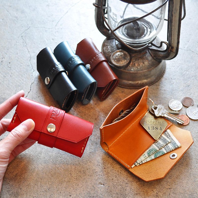 Tiny Mini Wallet Wallet Coin Purse | Tochigi Leather All 5 Colors Genuine Leather - กระเป๋าสตางค์ - หนังแท้ สีส้ม