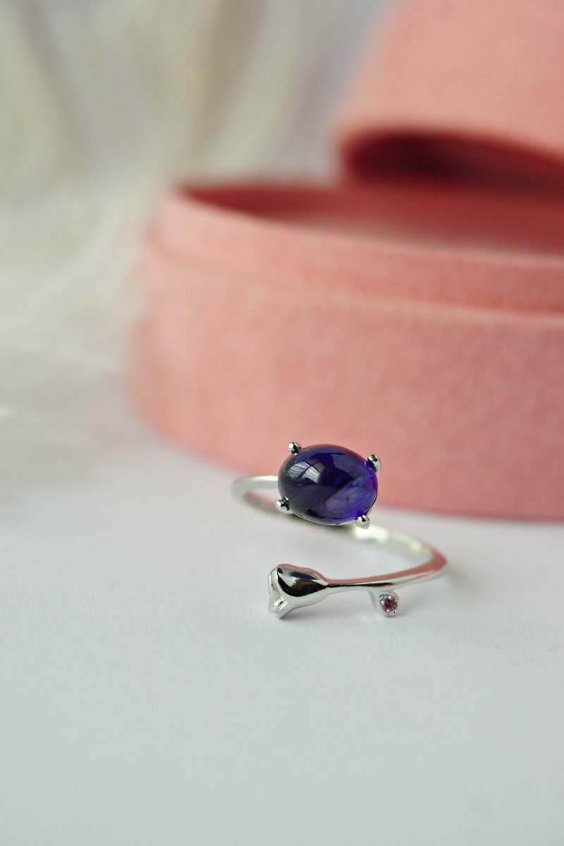 Natural Blue Sapphire Silver 925 Ring - 戒指 - 純銀 藍色