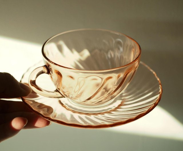 1970’s SET OF 6 Vintage Arcoroc Pink french Swirl Coffee Tea hotsell Cups with Saucers