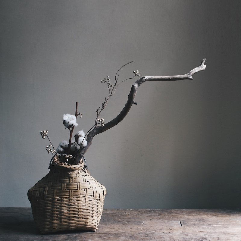 初期の竹魚/エビ篓003 - 花瓶・植木鉢 - 竹製 ブラウン