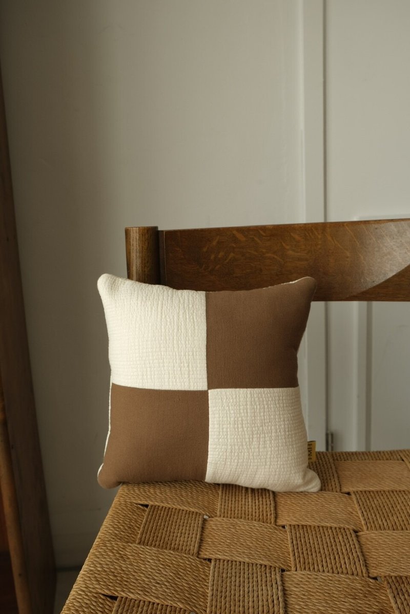 Mini patchwork Brown Cushion - Pillows & Cushions - Cotton & Hemp 