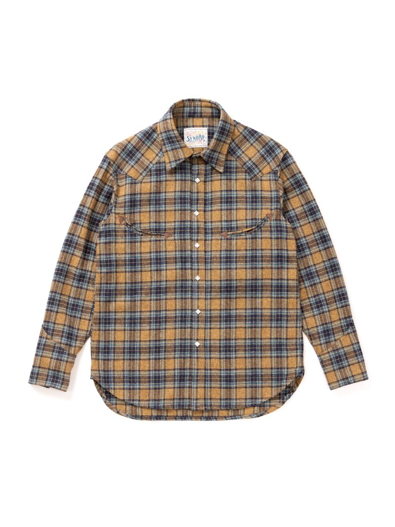 COWBOY DREAM WESTERN SHIRT  HEAVY FLANNEL CHECK - Men's Shirts - Cotton & Hemp Yellow