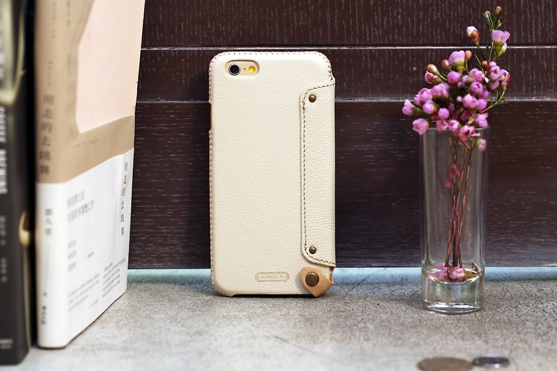 iPhone 6/6S / 4.7吋 經典系列手帳款手機皮套-  杏白 - 手機殼/手機套 - 真皮 白色
