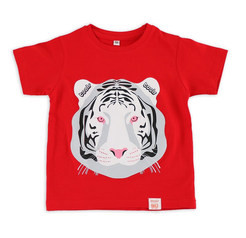 tools cotton kids red tiger 170302-24 - เสื้อยืด - ผ้าฝ้าย/ผ้าลินิน สีแดง