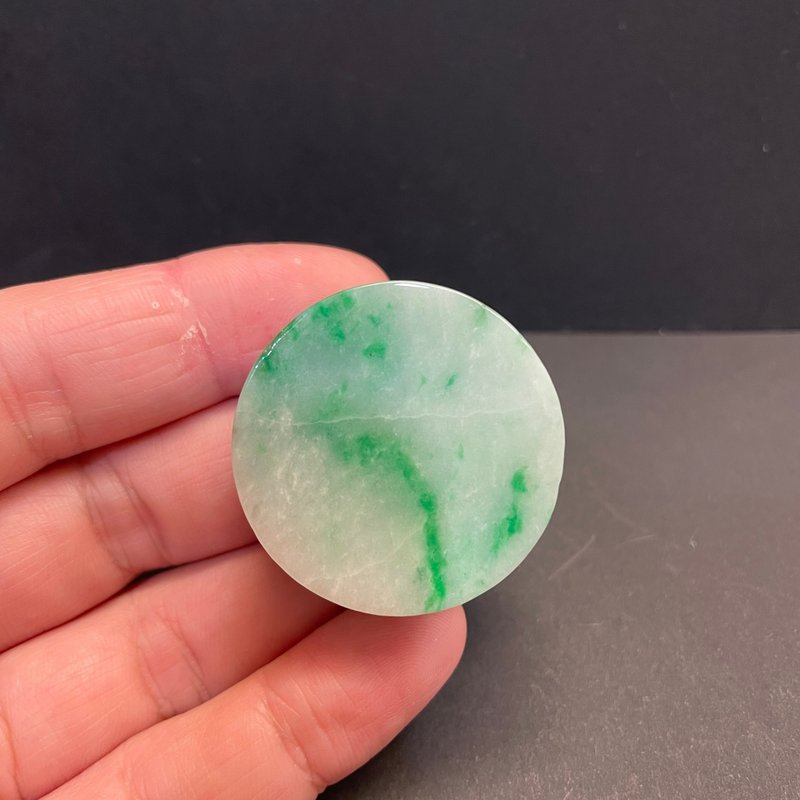 瀚玉珠寶 超值特價 天然翡翠 白底青綠玉璧 綠色搶眼 厚實 有紋裂 - 其他 - 玉石 
