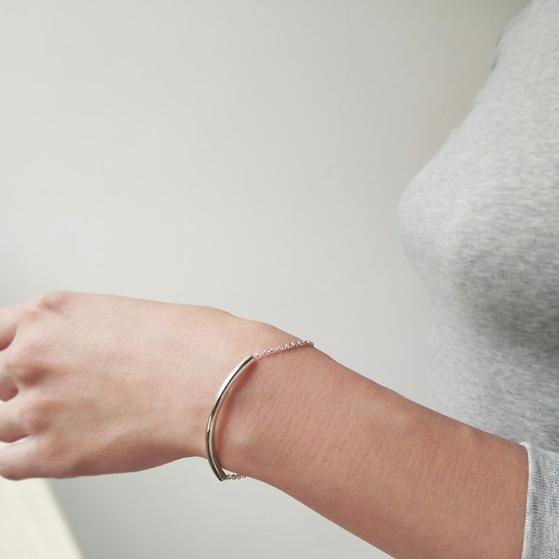 tube bracelet | mittag jewelry | handmade and made in Taiwan - Bracelets - Silver Silver