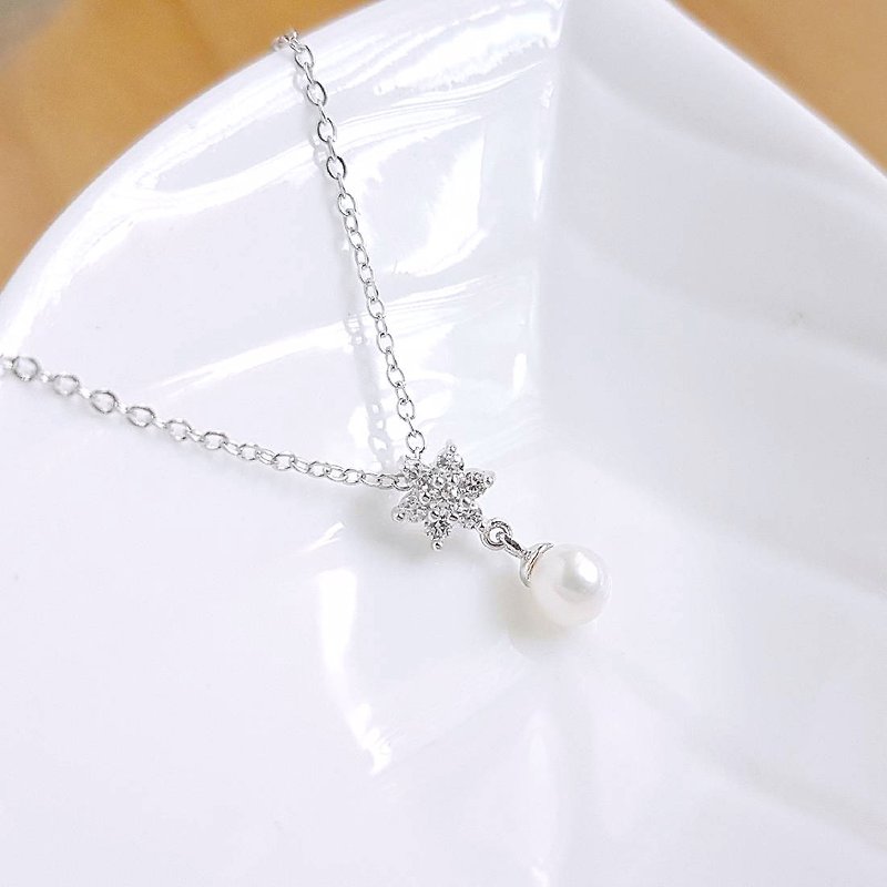 Flower Language Natural Freshwater Pearl 925 Silver Jewelry Chain - Necklaces - Sterling Silver Silver