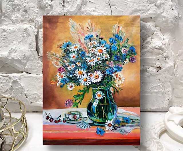 直営公式絵7578か-油絵　花瓶の花　約51cm×42cm 静物画