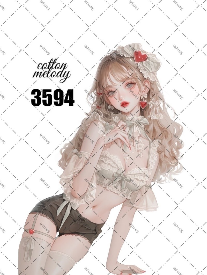original sticker no.3594 人物ステッカー オリジナルステッカー オリジナル人物ステッカー 装飾ステッカー cotton melody - 貼紙 - 紙 