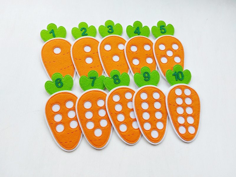 Felt didactic aid Carrot counting. learning to count. 學習數數 - Kids' Toys - Other Materials Orange