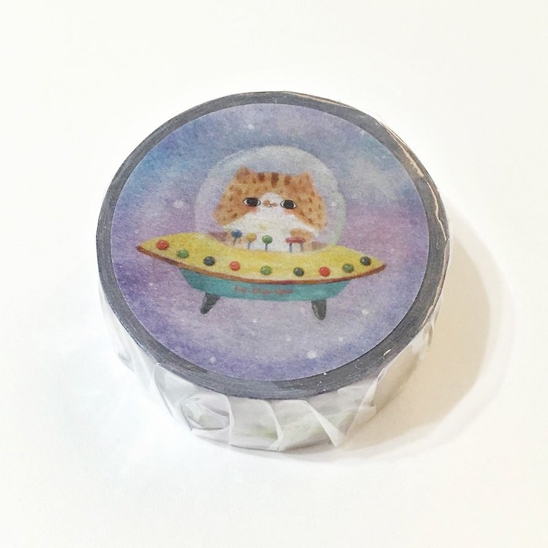 Cat Paper Tape 20mm-Flying Saucer - Washi Tape - Paper Purple