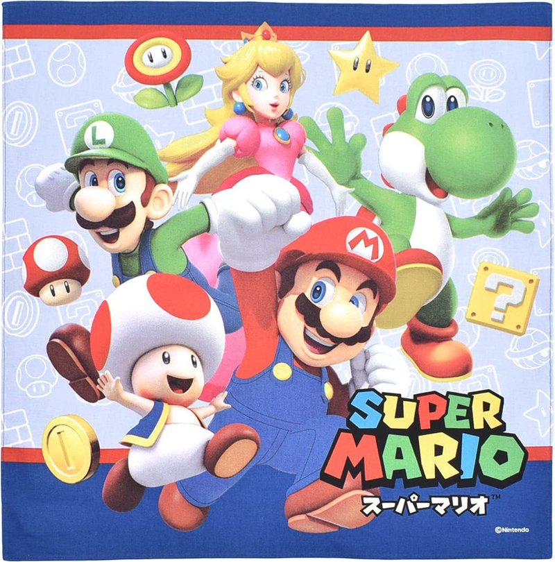 【Nintendo】 Japan Import Mario Protagonist Group Handkerchief / MARIO - ผ้าเช็ดหน้า - ผ้าฝ้าย/ผ้าลินิน หลากหลายสี