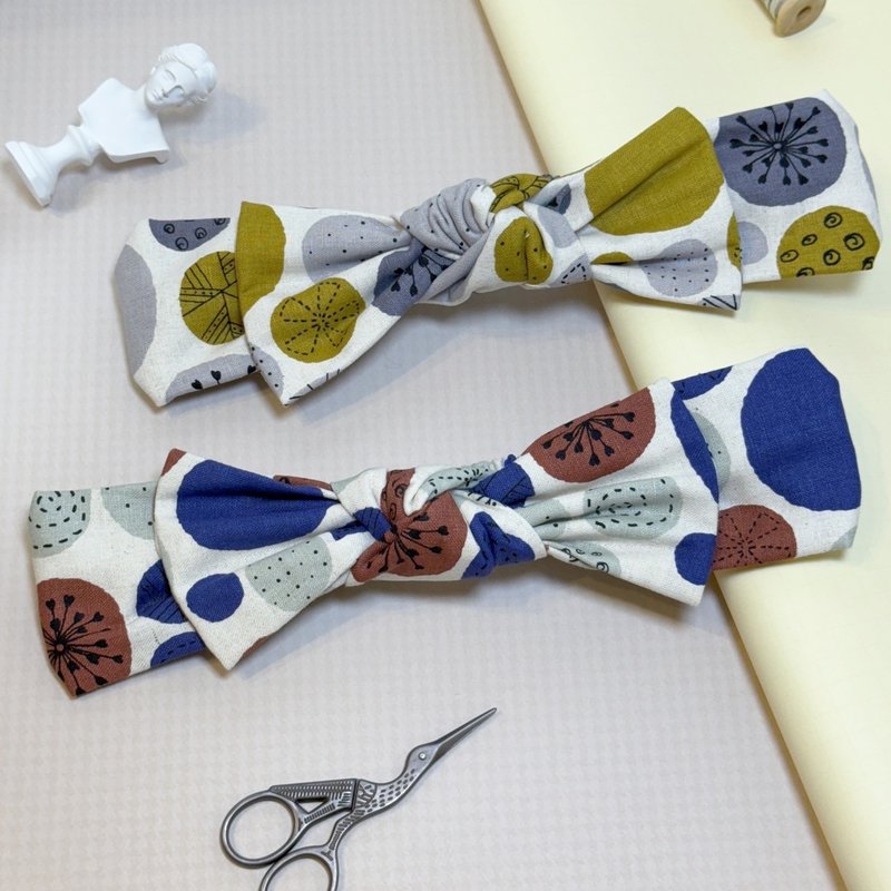 [Skillful craftsman] Hand-made bow headband with circular dance - Headbands - Cotton & Hemp Multicolor