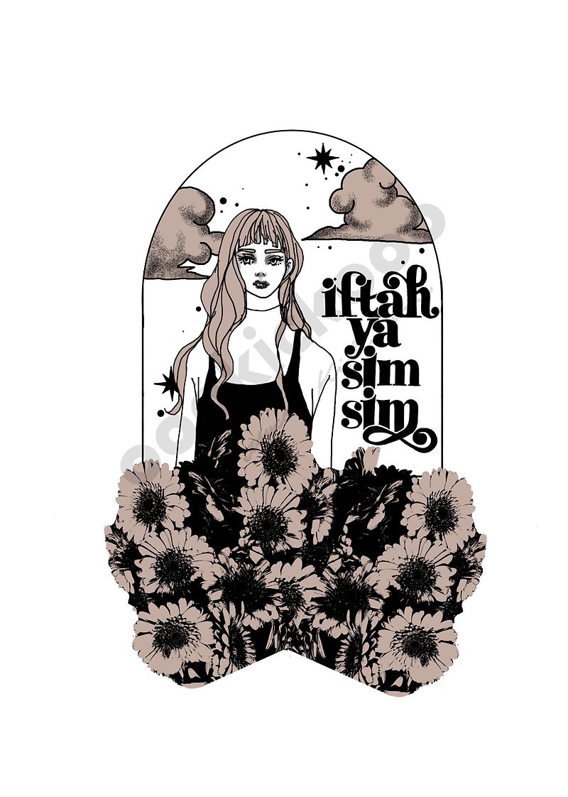 Atsuko Kikuchi Original T-shirt Goddess Hall Silkscreen - เสื้อยืดผู้หญิง - ผ้าฝ้าย/ผ้าลินิน สีดำ