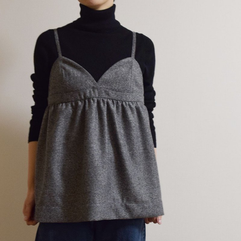 Soft tweed, bustier, camisole, grey - เสื้อกั๊กผู้หญิง - ผ้าฝ้าย/ผ้าลินิน สีเทา