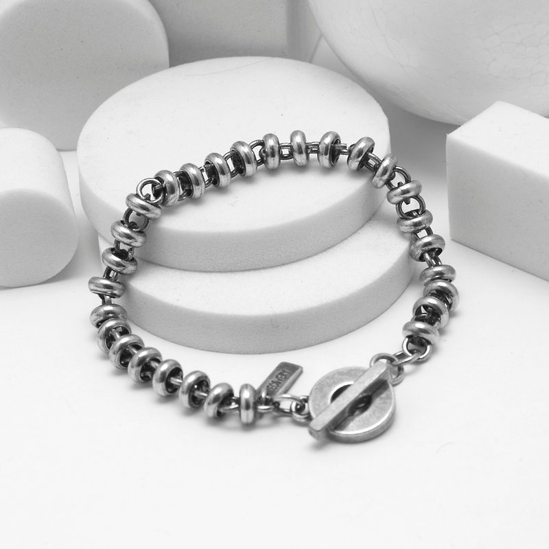 Bead chain bracelet (ancient Silver) - สร้อยข้อมือ - โลหะ สีเงิน