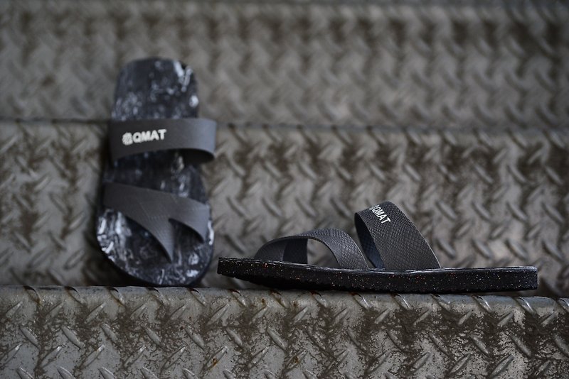 Yoga slippers gray/black and white - รองเท้าลำลองผู้ชาย - พลาสติก 
