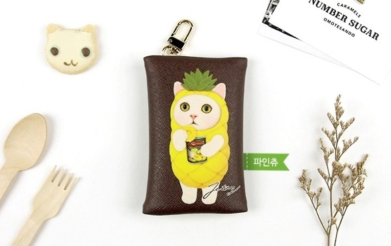 JETOY, Sweet Cat Convenient Coin Purse Keychain _Pine choo J1711103 - Keychains - Other Materials Multicolor