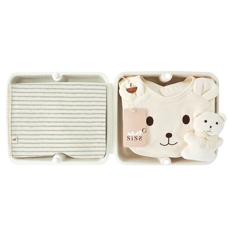 [SISSO Organic Cotton] Grey Rice Stripe Four Seasons Universal Blanket Fashion Gift Box - Baby Gift Sets - Cotton & Hemp Gray