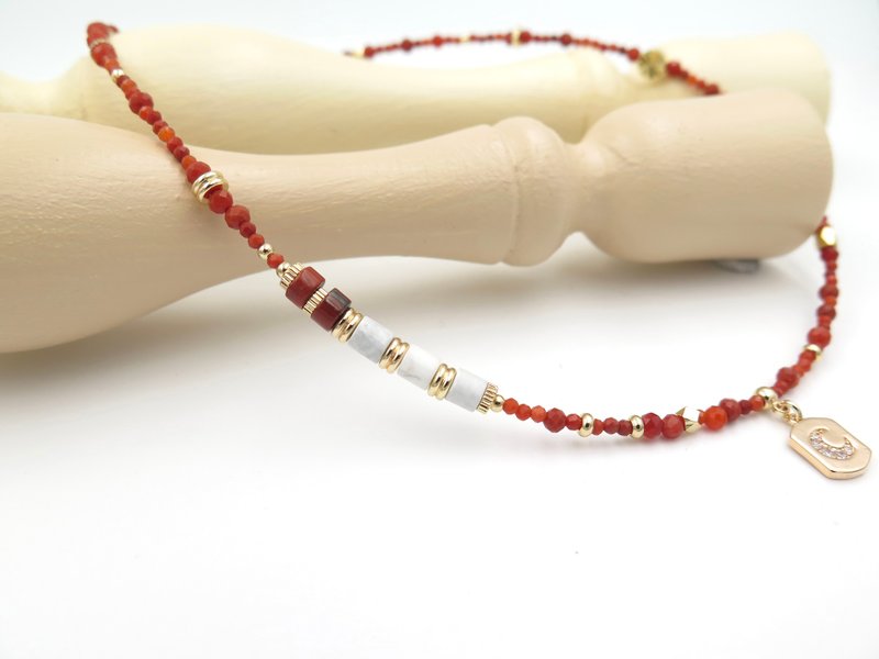 COLE COOL natural South red agate necklace tailor made for her - Bracelets - Semi-Precious Stones Red