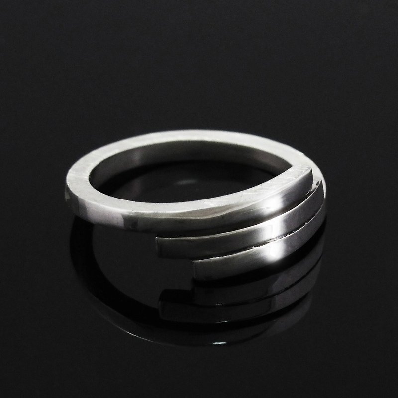 Ring Star trails track ring comet sterling silver ring-ART64 - General Rings - Sterling Silver Gray