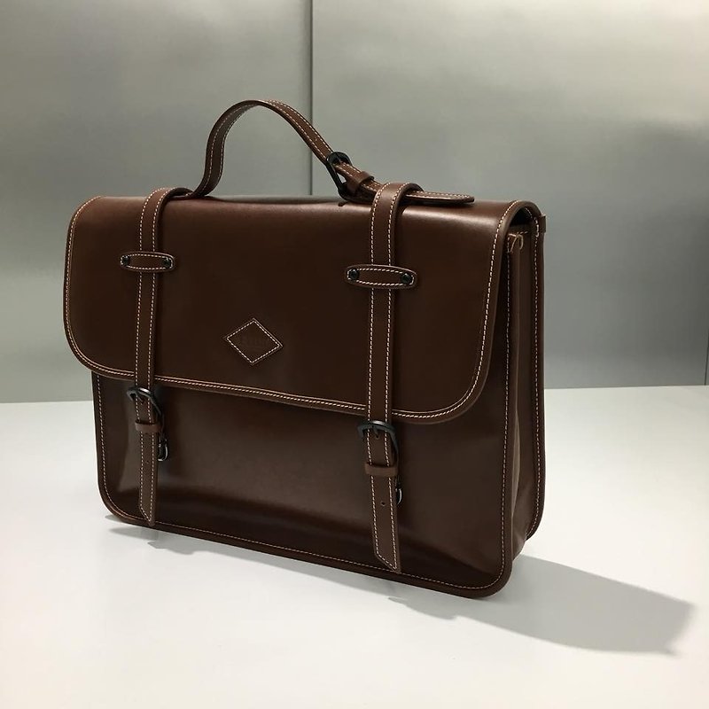 Full brown leather vintage bag - Messenger Bags & Sling Bags - Genuine Leather Brown