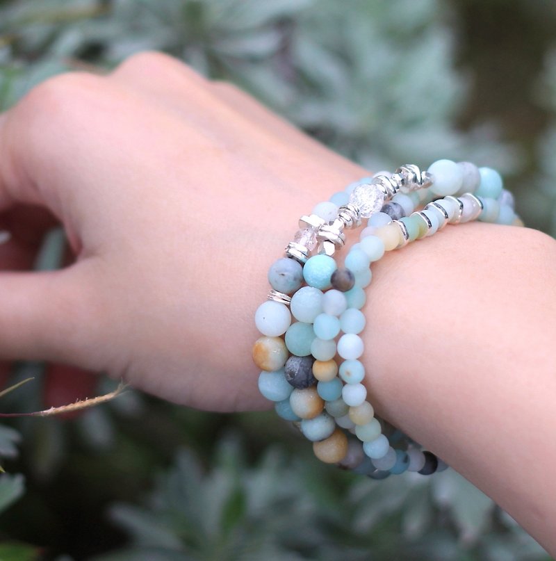 (Out of print) Yamaha Ama_ natural ore four chain rosary lucky confidence Tianhe stone - Bracelets - Gemstone Blue
