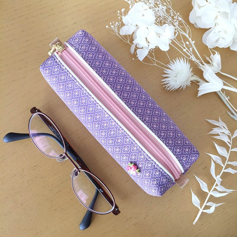 Soft Glasses Case with Japanese Traditional pattern, Kimono - Glasses & Frames - Other Materials Purple