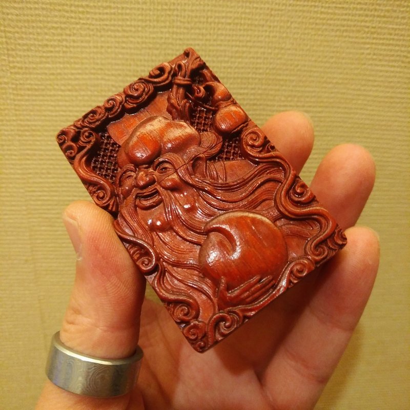 壽星 立體雕刻紫檀木煤油打火機殼 ZIPPO替換殼 打火機裝飾殼 - 其他 - 木頭 