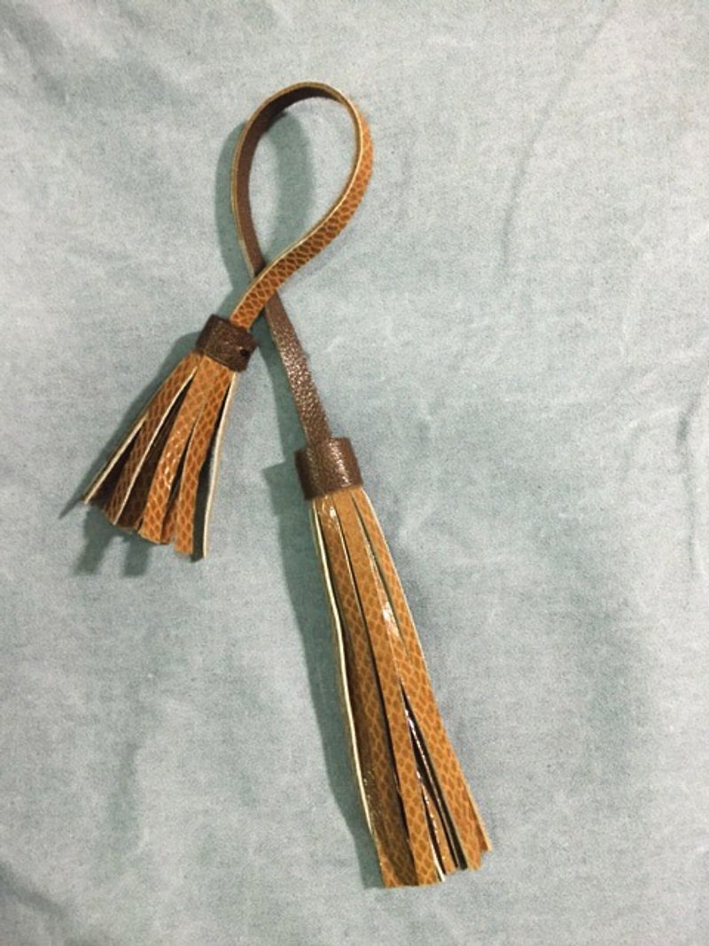 -The Way- headed tassels - lambskin leather serpentine (color macchiato) - Keychains - Genuine Leather Brown