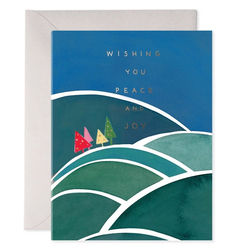 山丘彩色樹聖誕卡片 - 卡片/明信片 - 紙 