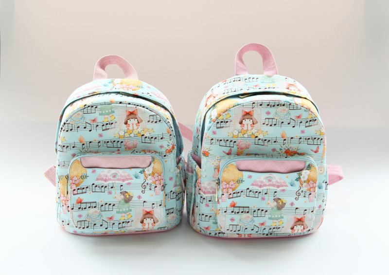 Romantic Spring Song Girls Backpack/Backpack | Fabric Backpack - กระเป๋าเป้สะพายหลัง - ผ้าฝ้าย/ผ้าลินิน สึชมพู