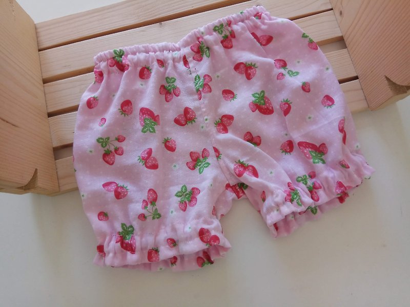 草莓 彌月禮物 寶寶褲 南瓜褲 嬰兒褲 短褲 - 嬰兒連身衣/包被/包巾 - 棉．麻 粉紅色