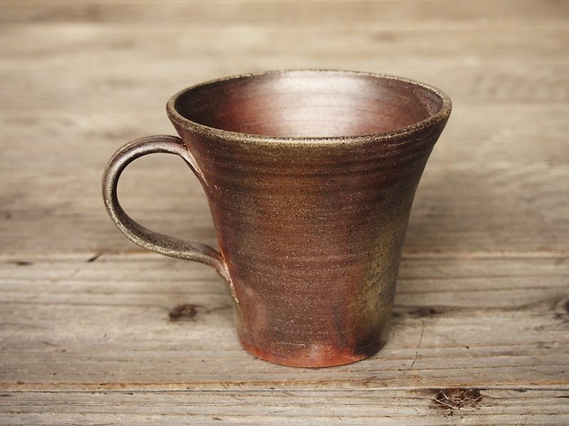 日本岡山備前 陶器 咖啡杯（大）c5-026 - 咖啡杯/馬克杯 - 陶 咖啡色