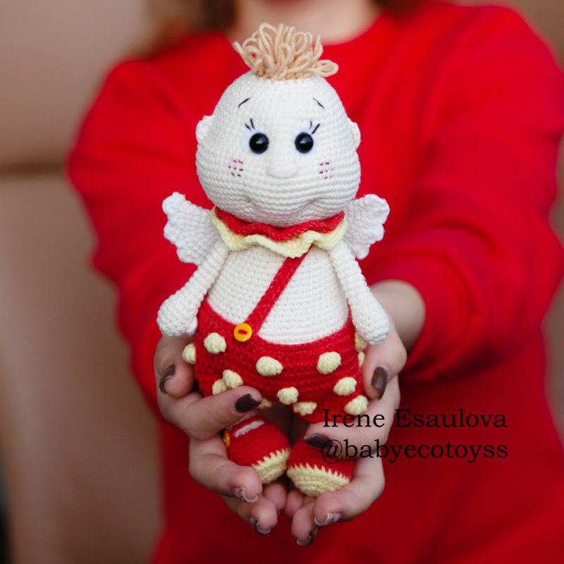 Digital Download - PDF | Crochet amigurumi pattern Angel amigurumi cupid - Knitting, Embroidery, Felted Wool & Sewing - Thread Red